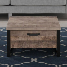 Erbil Square Wooden Coffee Table With 2 Drawers In Tobacco Oak