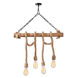 Erebos 4 Light Wooden Ceiling Pendant Light in Oak