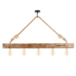 Erebos 5 Light Wooden Ceiling Pendant Light in Oak