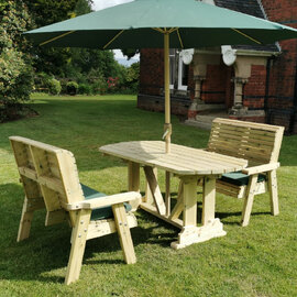 Erog Small Wooden Garden Dining Table With 2 Benches In Natural