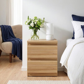 Eronis Wooden Bedside Cabinet with 2 Drawers in Mauvella Oak