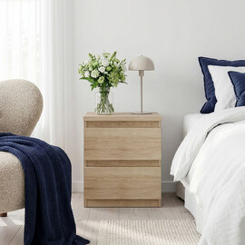 Eronis Wooden Bedside Cabinet with 2 Drawers in Sonoma Oak