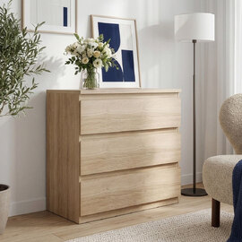Eronis Wooden Chest Of 3 Drawers in Sonoma Oak