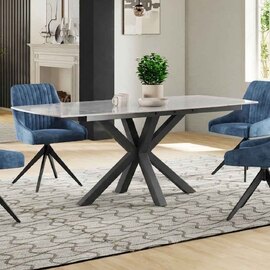 Eronix Ceramic Extending Dining Table in Grey Gloss