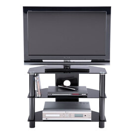 Estero Small Glass TV Stand With Metal Frame In Black