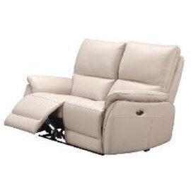 Essex Faux Leather Electric Recliner 2 Seater Sofa In Chalk