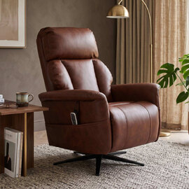Estelle Leather Air Lift & Tilt Electric Recliner in Tan