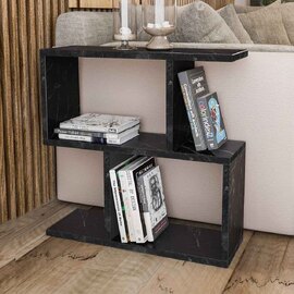 Estoril Wooden Side Table in Black Marble Effect