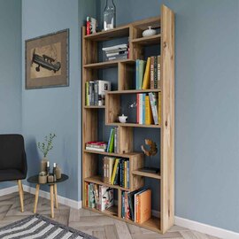 Estoril Wooden Bookcase with 10 Shelves in Pine