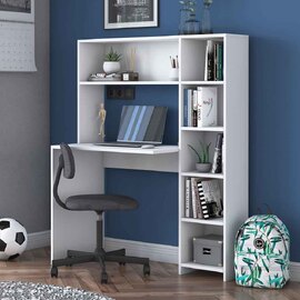 Estoril Wooden Laptop Desk with Bookshelf in White