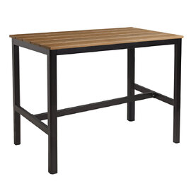 Etax 119cm Wooden Aged Golden Oak Top Bar Table with Aluminium Base