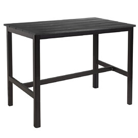 Etax 119cm Wooden Black Top Bar Table with Aluminium Base