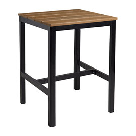 Etax 69cm Wooden Aged Golden Oak Top Bar Table with Aluminium Base