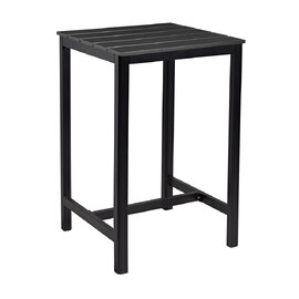Etax 69cm Wooden Black Top Poseur Bar Table with Aluminium Base