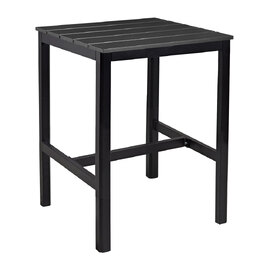 Etax 80cm Wooden Black Top Bar Table with Aluminium Base