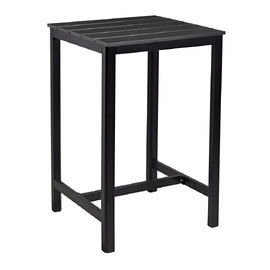 Etax 80cm Wooden Black Top Poseur Bar Table with Aluminium Base