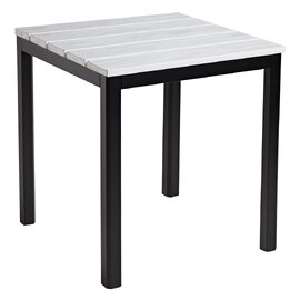 Etax 80cm Wooden Dining Table With Aluminium Base In Whitewash