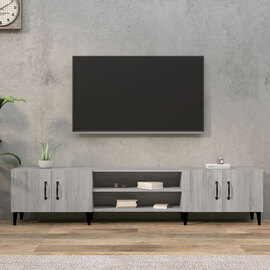 Ethan Wooden TV Stand With 4 Doors In Grey Sonoma Oak