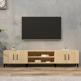 Ethan Wooden TV Stand With 4 Doors In Sonoma Oak