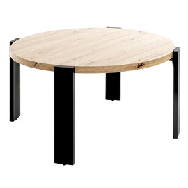 Eufaula Wooden Coffee Table With Black Metal Frame In Oak
