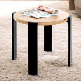 Eufaula Wooden End Table With Black Metal Frame In Oak