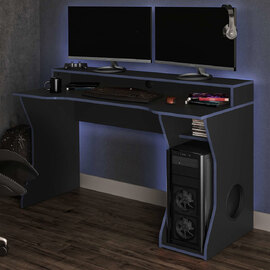 Eureka Wooden Gaming Desk In Black And Blue