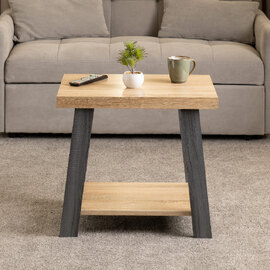Eureka Wooden Side Table In Grey And Sonoma
