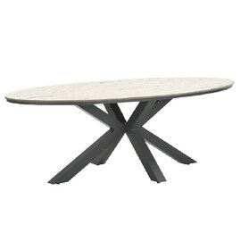 Ezra Small Wooden Oval Garden Dining Table In Light Brown