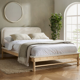 Eustis Wooden King Size Bed In White And Oak