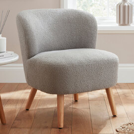 Evans Fabric Accent Chair With Wooden Legs In Grey