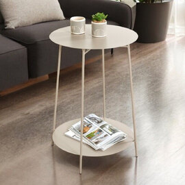 Evanston Small Metal End Table With Undershelf In Grey