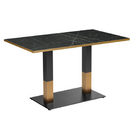 Evario 120cm Marble Effect Top Dining Table with Black Gold Base