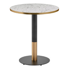 Evario Round 70cm White Carrara Marble Effect Top Dining Table with Black Gold Base