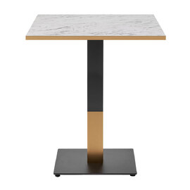 Evario Square 60cm White Carrara Marble Effect Top Dining Table with Black Gold Base