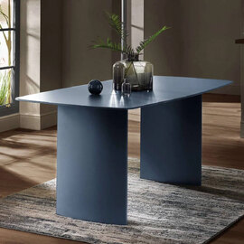 Evoris Rectangular Glass Top Dining Table in Matt Blue