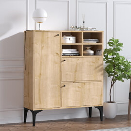 Ewalo Wooden Sideboard With 3 Doors In Sapphire Oak