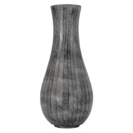 Exeter Large Aluminium Fluted Vase In Antique Grey