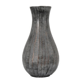 Exeter Small Aluminium Fluted Vase In Antique Grey