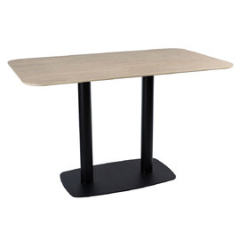 Extro 119cm Beige Travertine Marble Effect Top Dining Table with Bicton Black Base