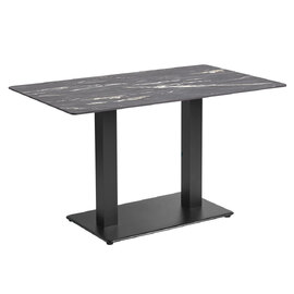 Extro 119cm Rectangular Black Marble Effect Textured Top Dining Table with Akira Base
