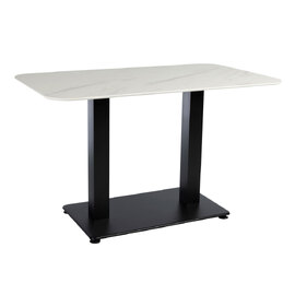 Extro 119cm White Marble Effect Top Dining Table with Akira Black Base