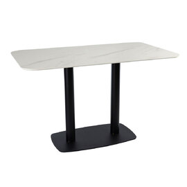 Extro 119cm White Marble Effect Top Dining Table with Bicton Black Base