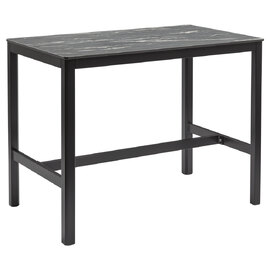 Extro 120cm Wooden Mid Bar Table In Black Marble Textured
