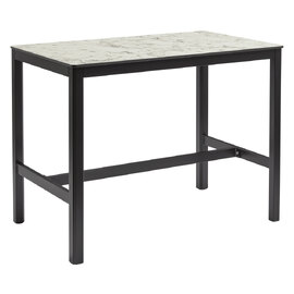 Extro 120cm Wooden Mid Bar Table In White Carrara Marble