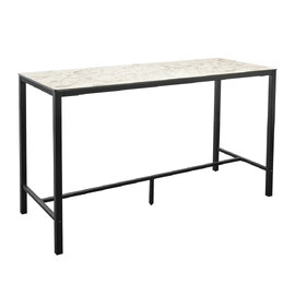 Extro 179cm Carrara Marble Effect Bar Table with Black Base