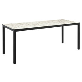 Extro 179cm Carrara Marble Effect Dining Table with Black Base