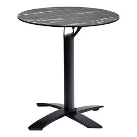 Extro 60cm Round Black Marble Effect Textured Flip Top Dining Table with Sabre Deluxe Base