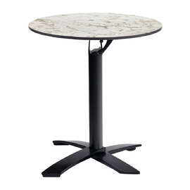 Extro 60cm Round White Carrara Marble Effect Flip Top Dining Table with Sabre Deluxe Black Base