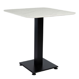 Extro 60cm White Marble Effect Top Dining Table with Akira Black Base