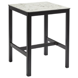 Extro 60cm Wooden Mid Bar Table In White Carrara Marble